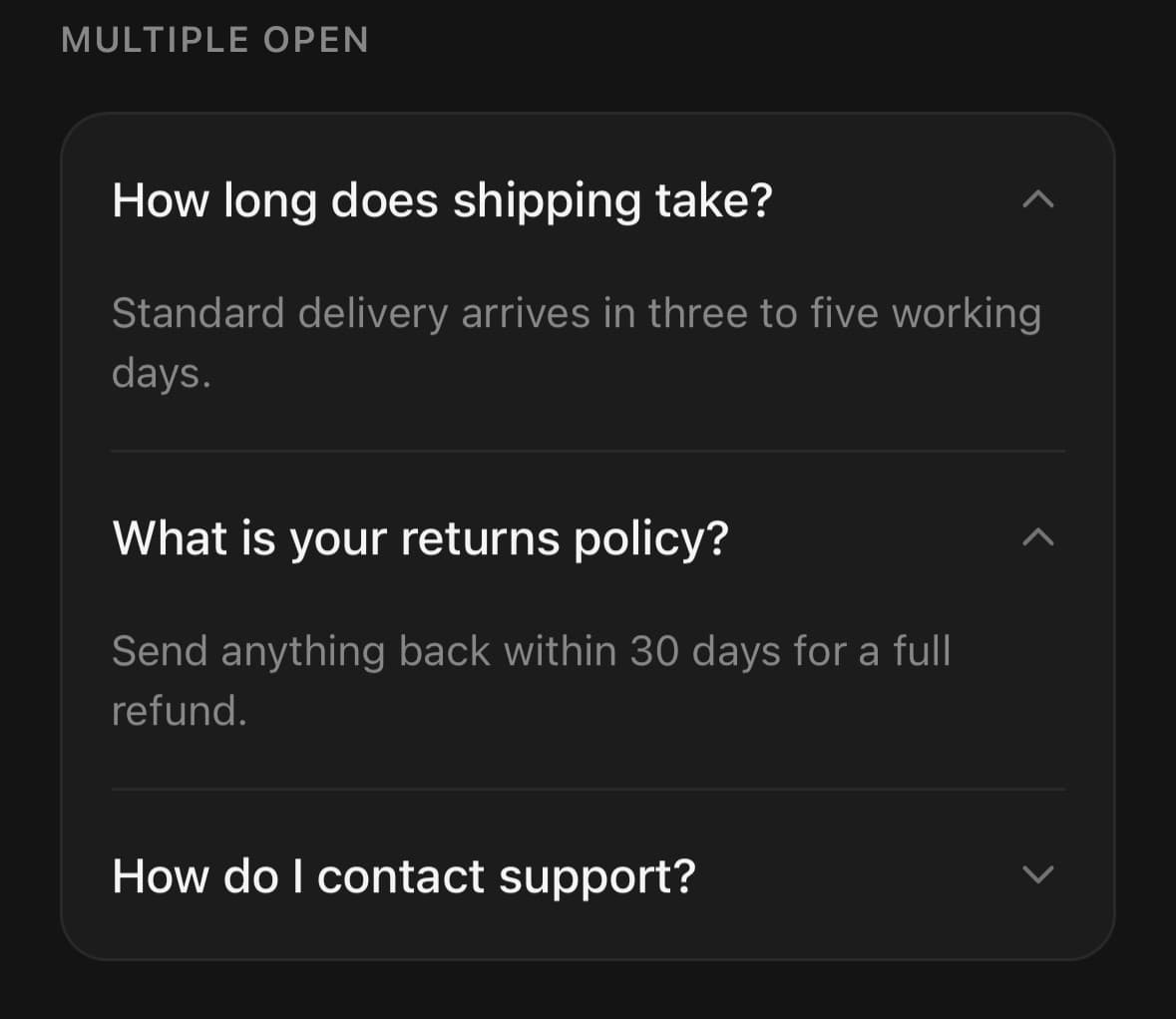 Accordion — Several open at once.