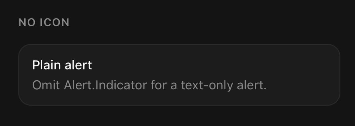 Alert — No icon.