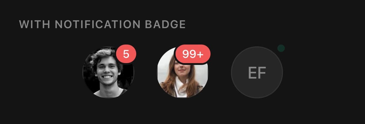 Avatar — A notification badge.