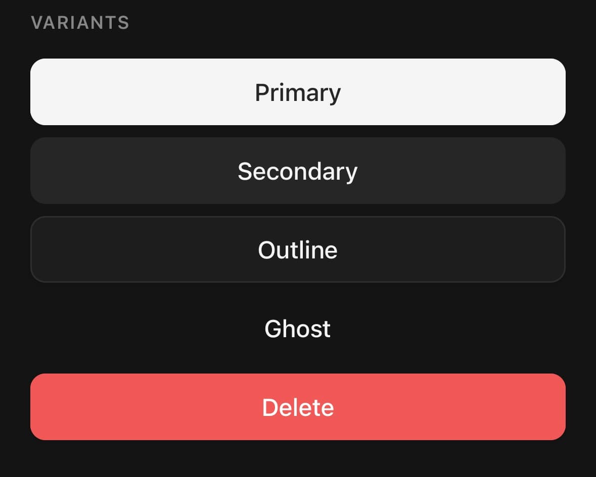 The Button component, running in the example app.