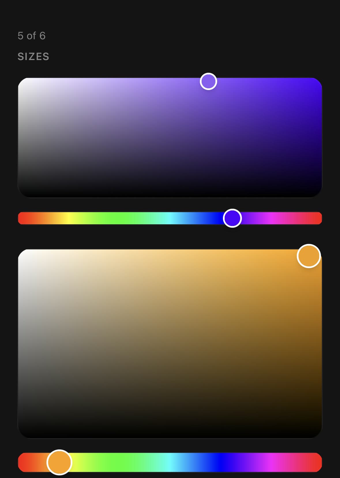 ColorPicker — the sizes.