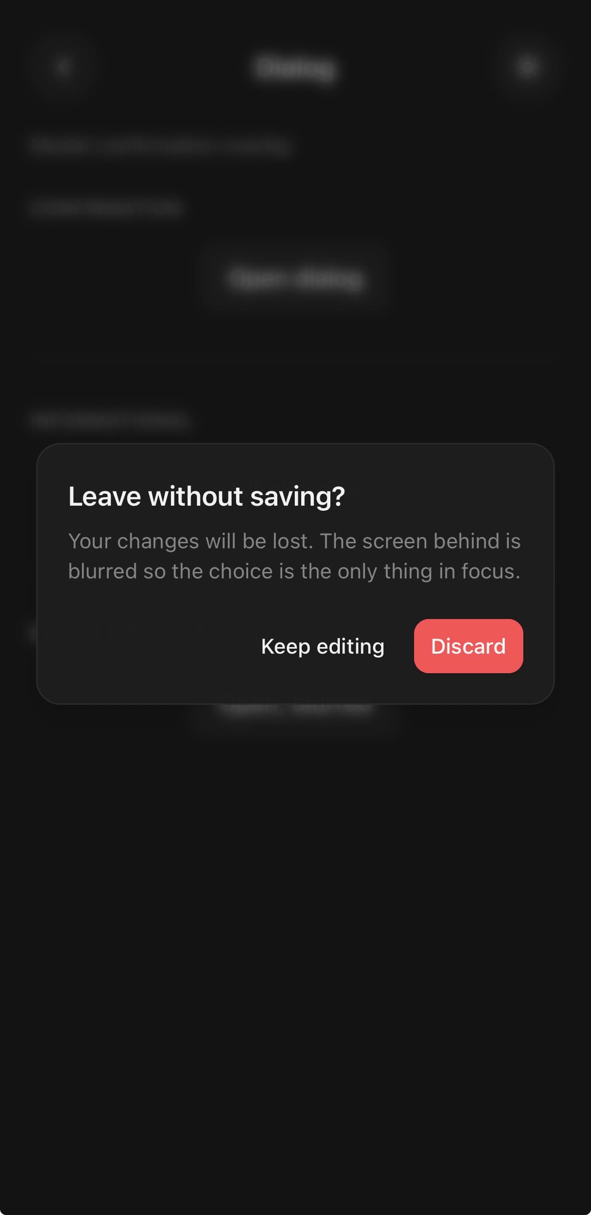 Dialog — A blurred background.