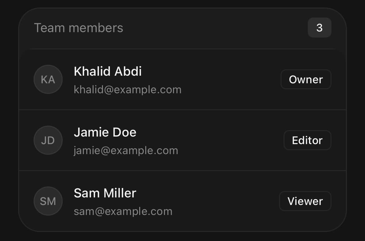 Frame — A member list.