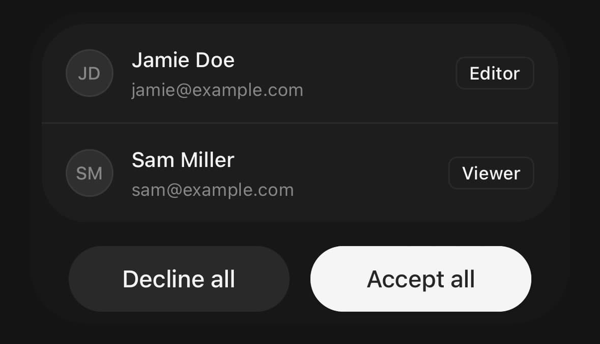 Frame — A widget that asks for something.