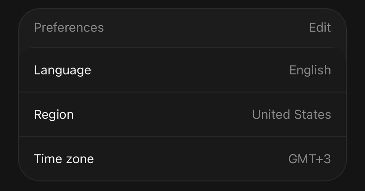 Frame — Rows that show a value.