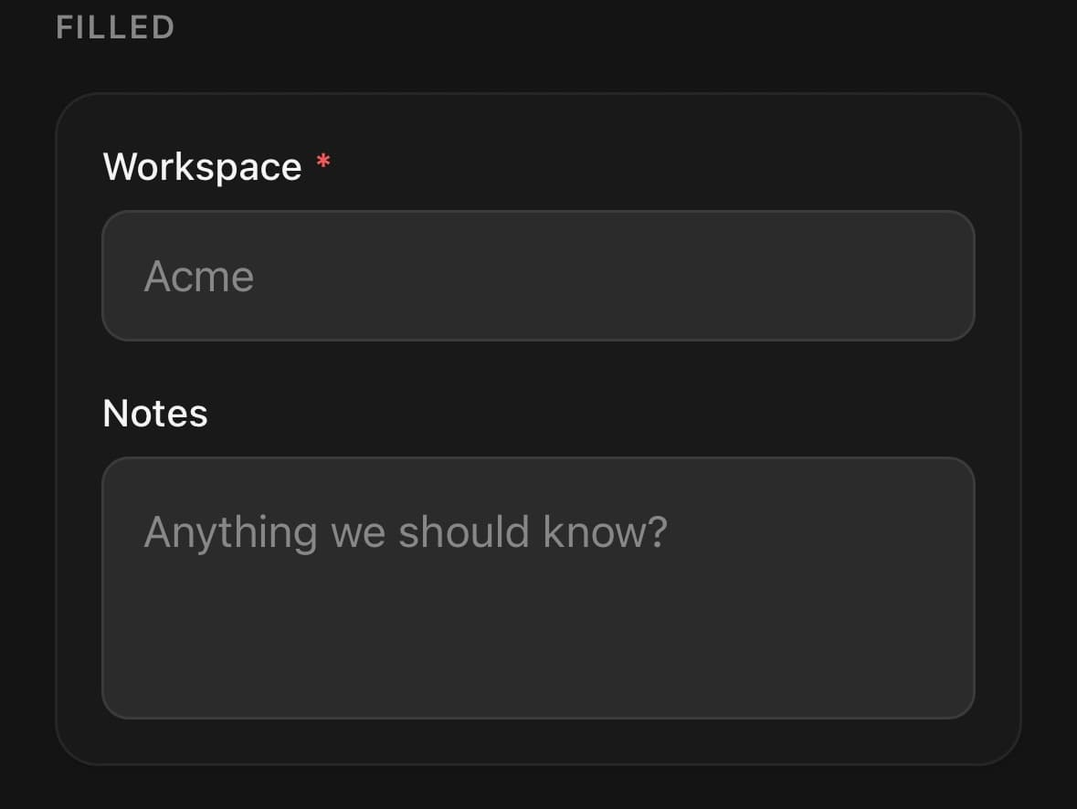 Input — variant filled.