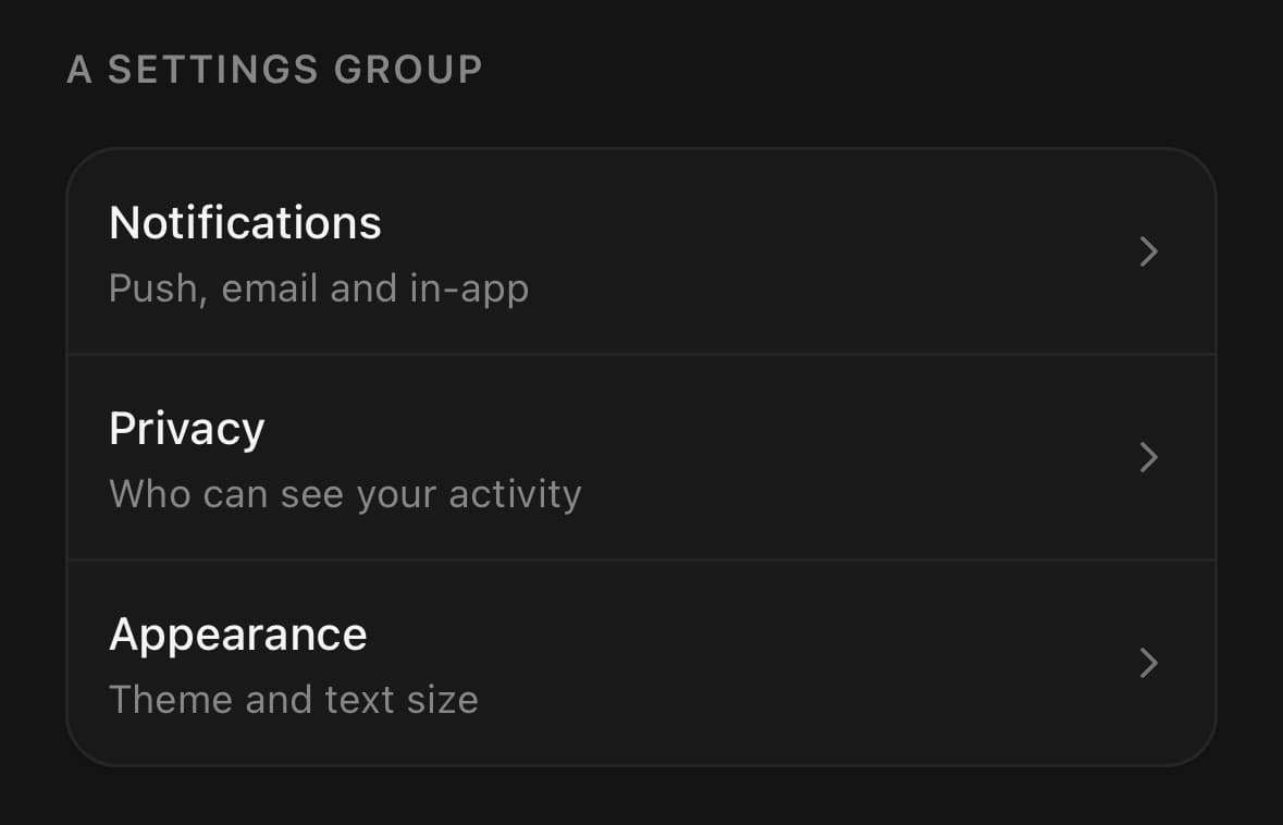 Item — A settings group.