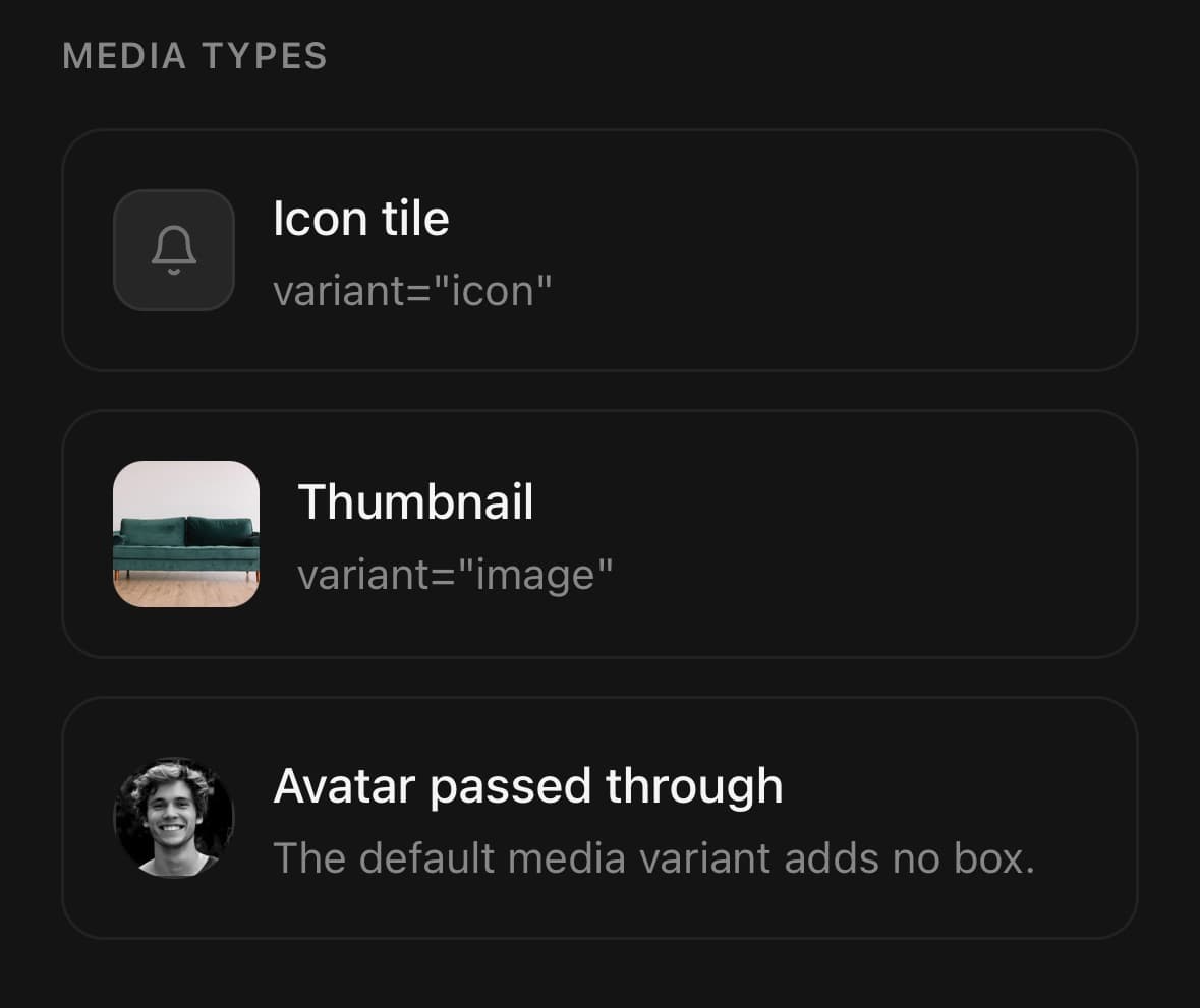 Item — Media types.
