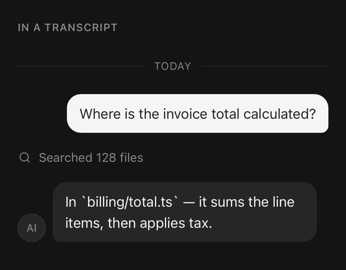 Marker — In a transcript.