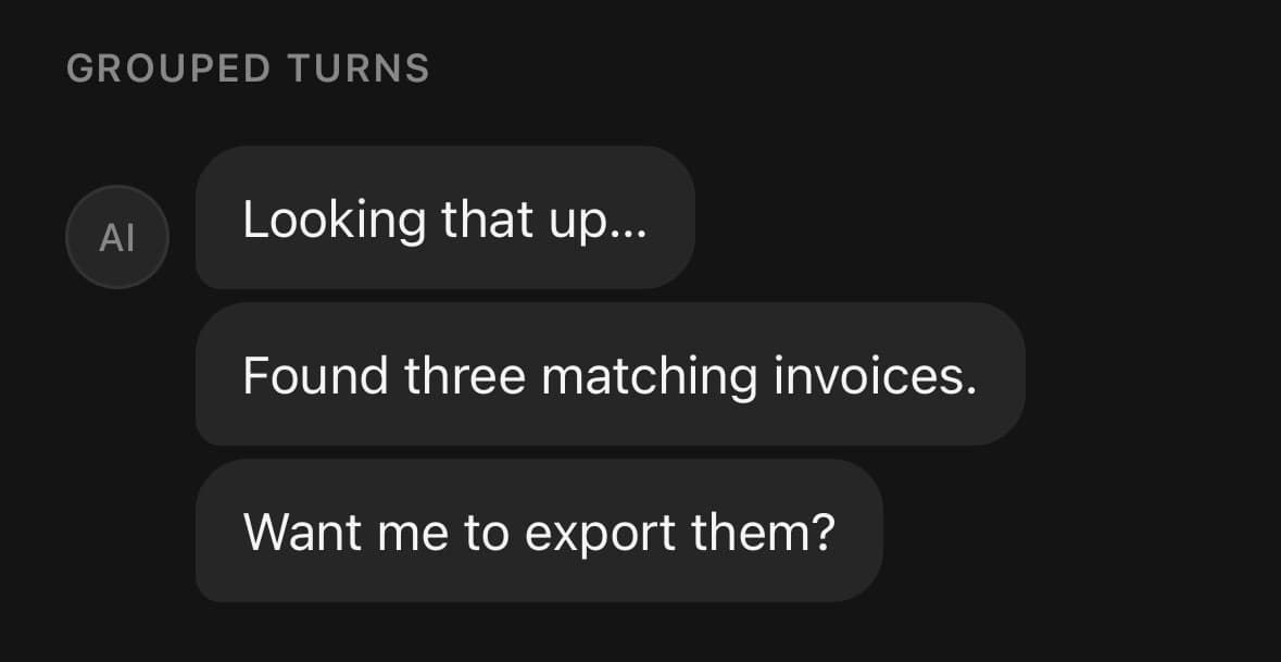 Message — Grouped turns.