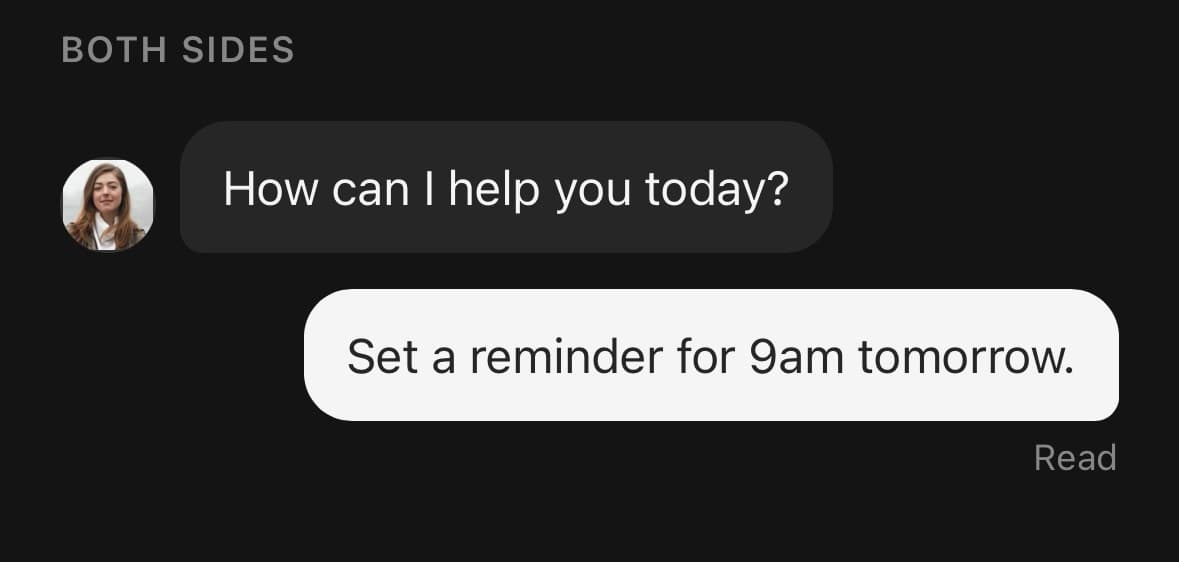 The Message component, running in the example app.