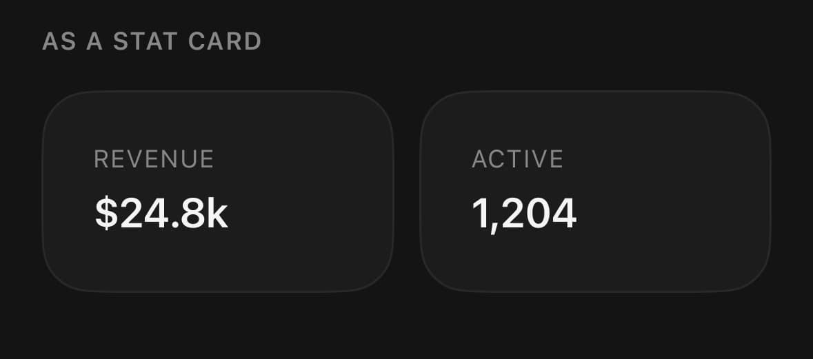 Surface — As a stat card.