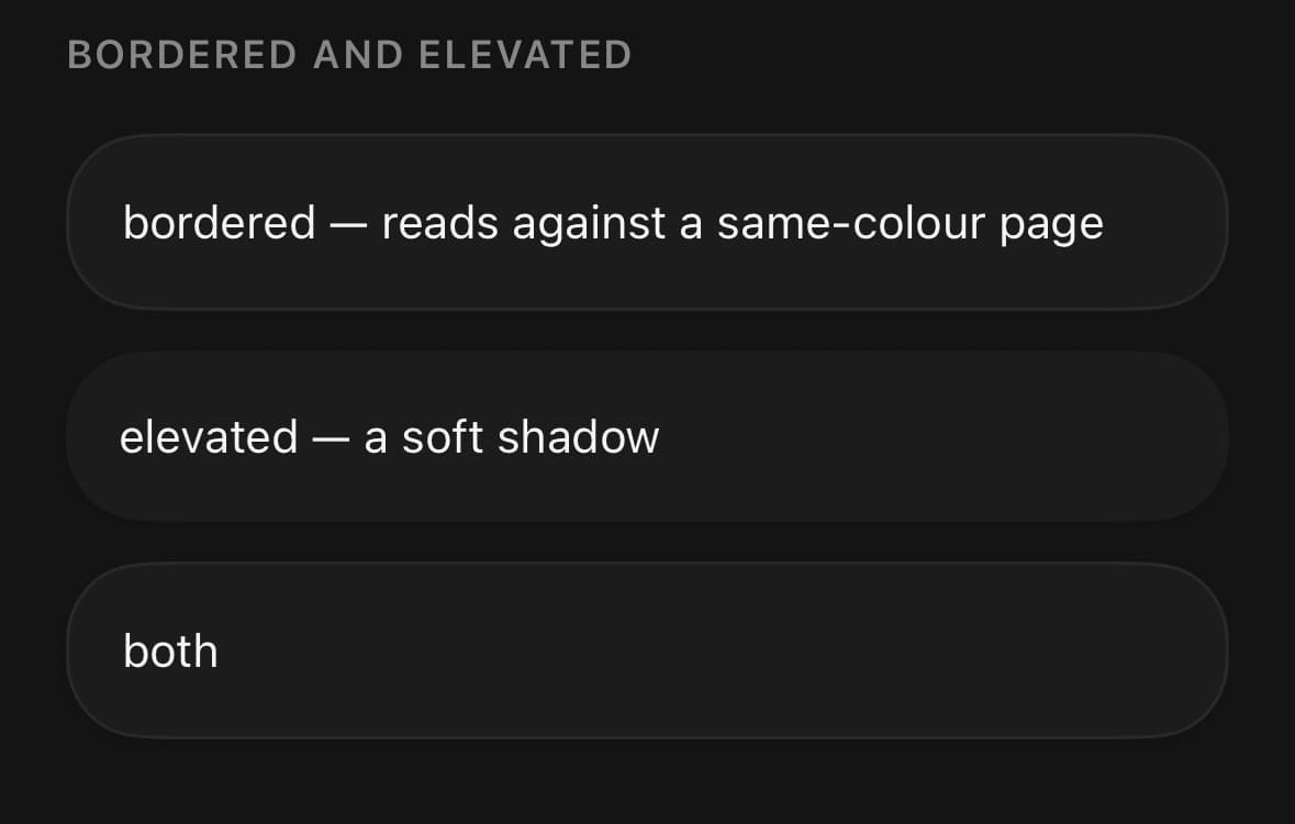 Surface — Bordered and elevated.