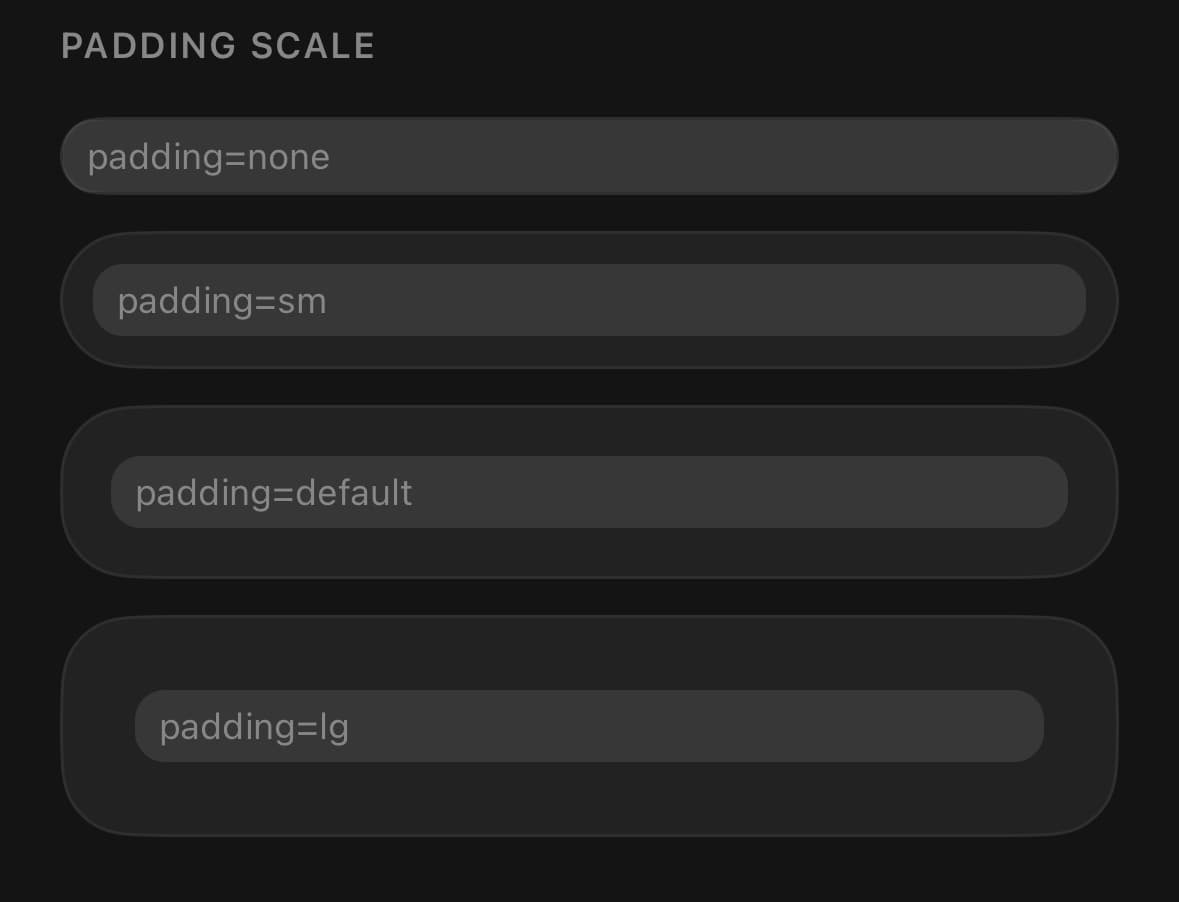 Surface — Padding scale.