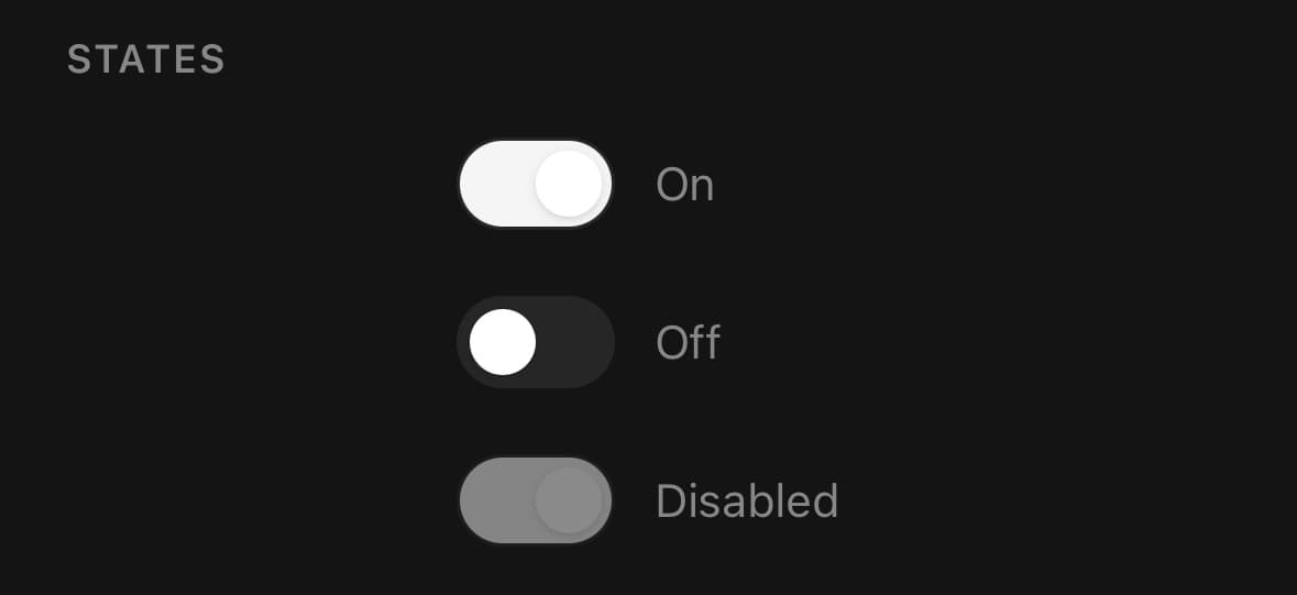 The Switch component, running in the example app.