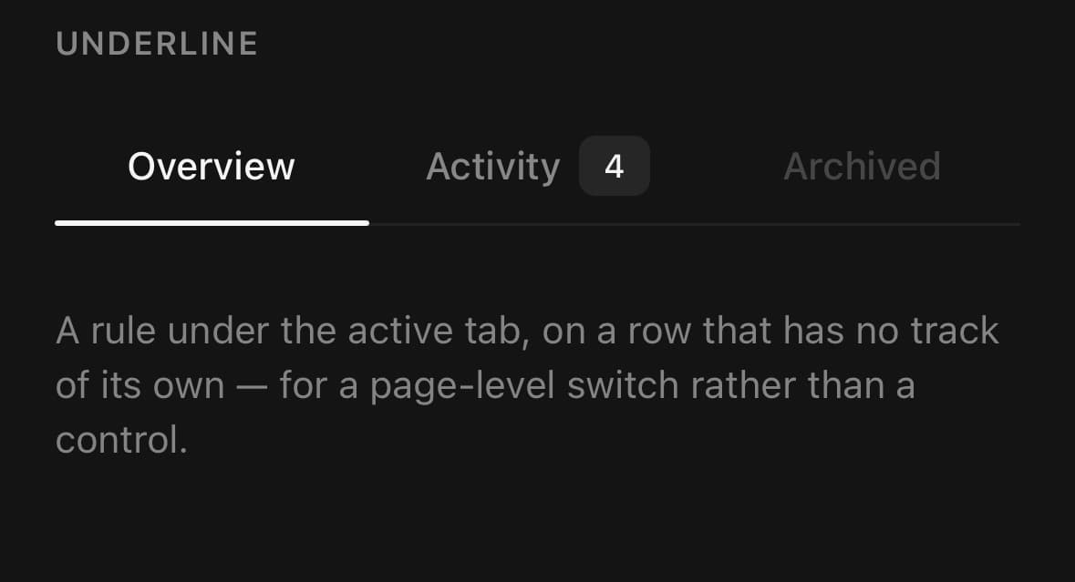 Tabs — variant underline.