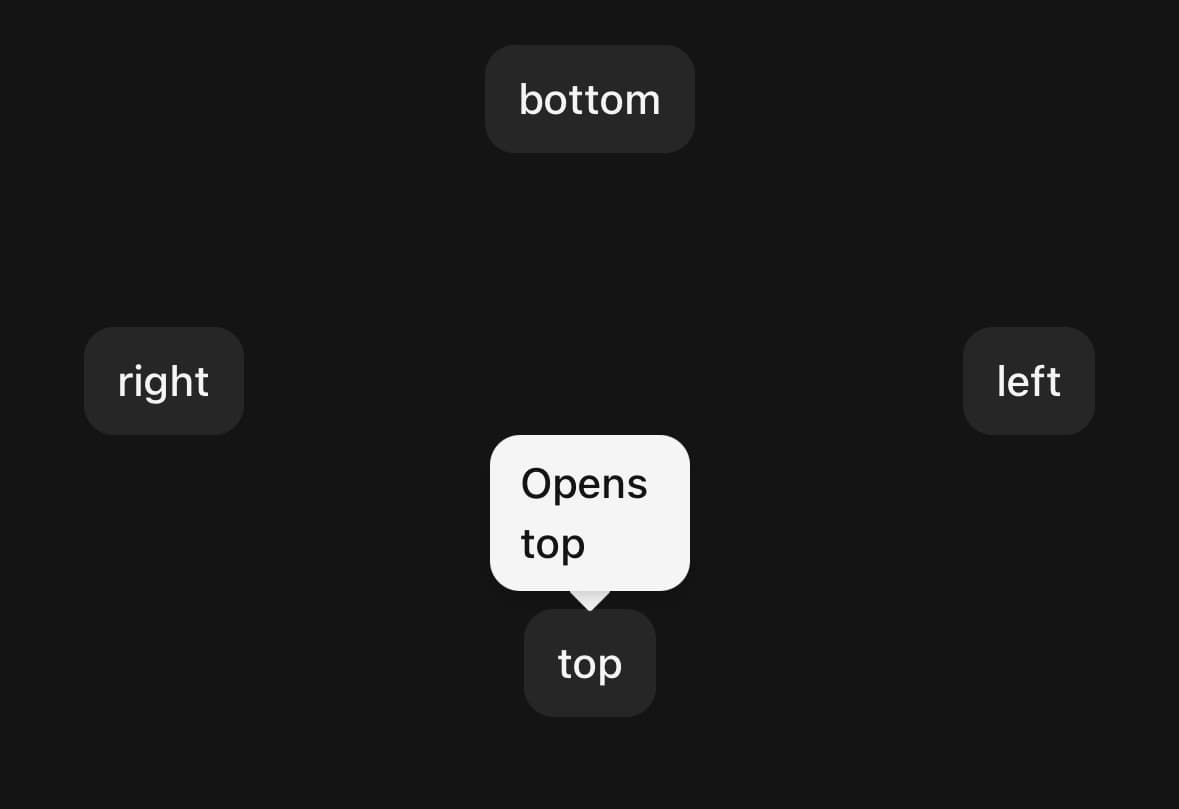 The Tooltip component, running in the example app.