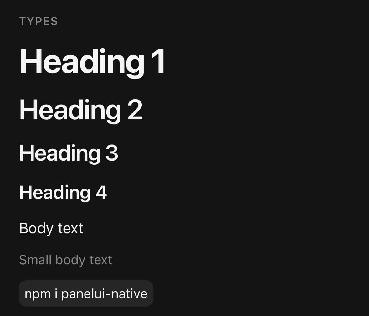 The Typography component, running in the example app.